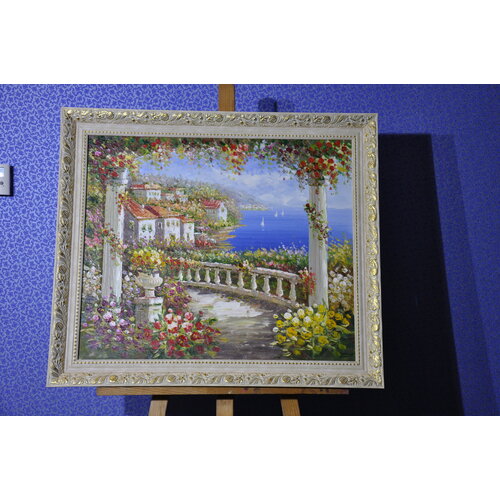 Картина маслом авторская оригинальная Крымский пейзаж 7565 см с подрамником и рамой 75000₽