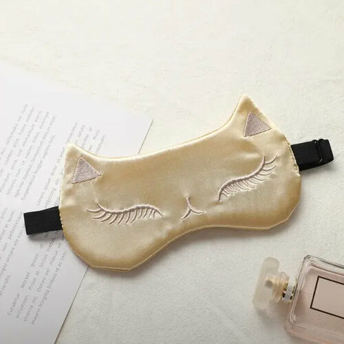 фото Маска для сна милая кошечка нежно - бежевый цвет, 1 шт., белый китай