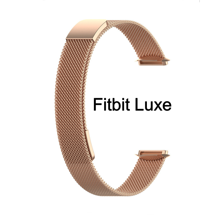 Миланский, сменный ремешок-браслет MyPads Milanese для умных смарт-часов Fitbit Luxe из нержавеющей стали, с магнитным замком и быстросъемный, золо.