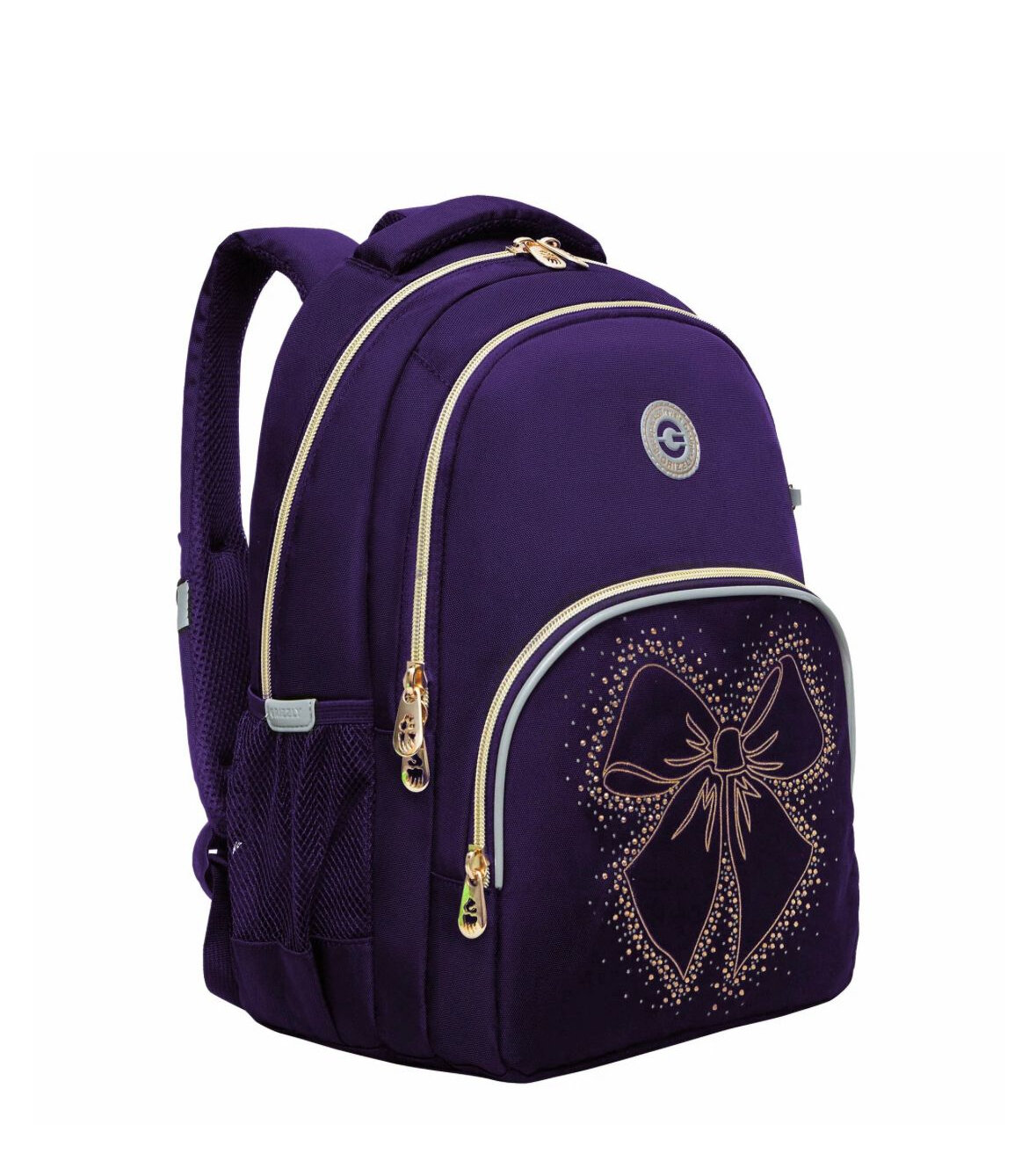 Рюкзак школьный Grizzly GRIZZLY с карманом для ноутбука 13", анатомической спинкой, для девочки, RG-460-5/3, фиолетовый