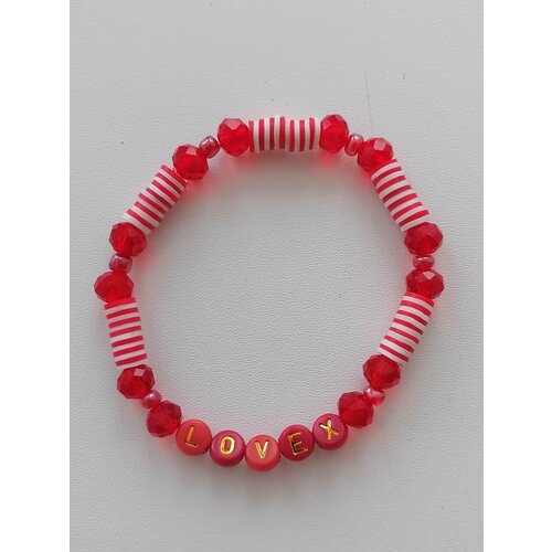 фото Плетеный браслет, красный, белый нет бренда