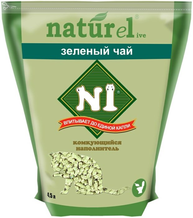 Наполнитель для кошачьего туалета №1 Naturel Зеленый чай 4.5л