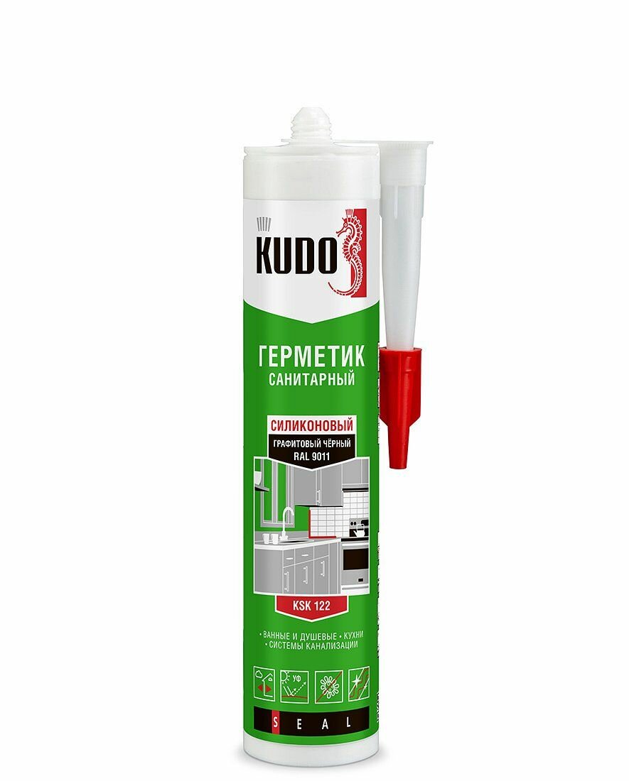 KUDO KSK-122 герметик силиконовый санитарный графитовый чёрный RAL 9011 280 мл