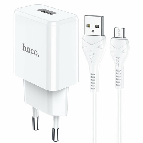 Сетевое зарядное устройство Hoco N9, USB - 2.1 А, кабель microUSB 1 м, белый