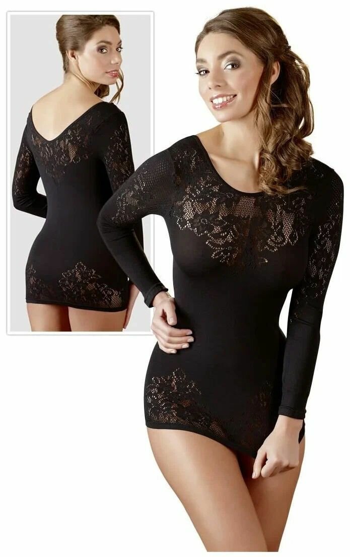 Черное мини-платье от Cottelli Collection с длинными рукавами, S-L