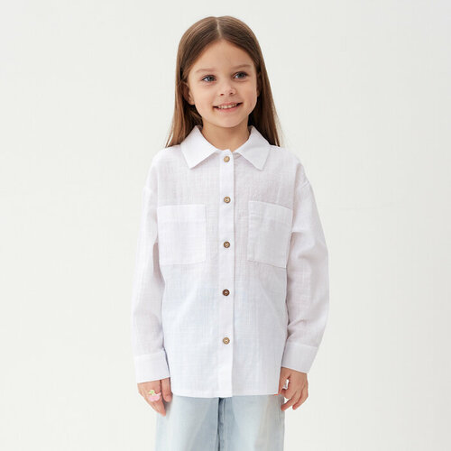 Рубашка Kaftan, размер 98/104, белый, мультиколор рубашка uniqlo linen сиреневый