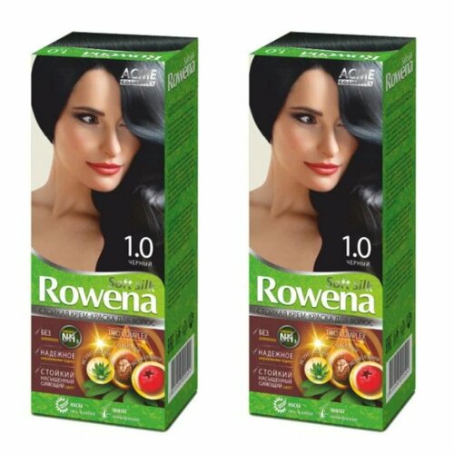Краска для волос Rowena Soft Silk тон 1.0 черный, без аммиака, 115 мл, 2 шт. краска для волос rowena soft silk тон 9 3 жемчужный блонд без аммиака 115 мл 2 шт