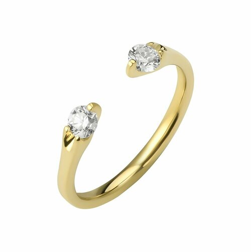 Кольцо обручальное Constantine Filatov Разомкнутое кольцо с двумя бриллиантами, желтое золото, 585 проба, бриллиант, размер 17, желтый