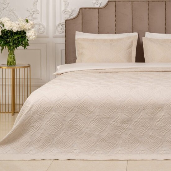 фото Покрывало ARYA HOME Arya Reyna 230X250 с 2 наволочками 50X70 Экрю