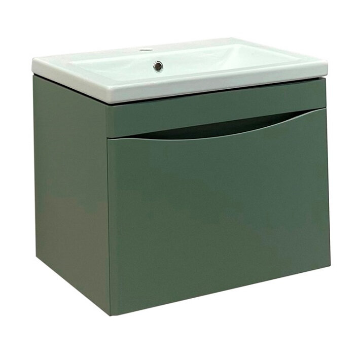 фото Тумба Runo Афина цемент, подвесная 60 + раковина Moduo 60 Cersanit