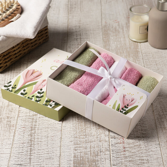 фото Набор махровых полотенец Этель Summer time 30х30 см -5шт, 100% хлопок 340 гр/м2