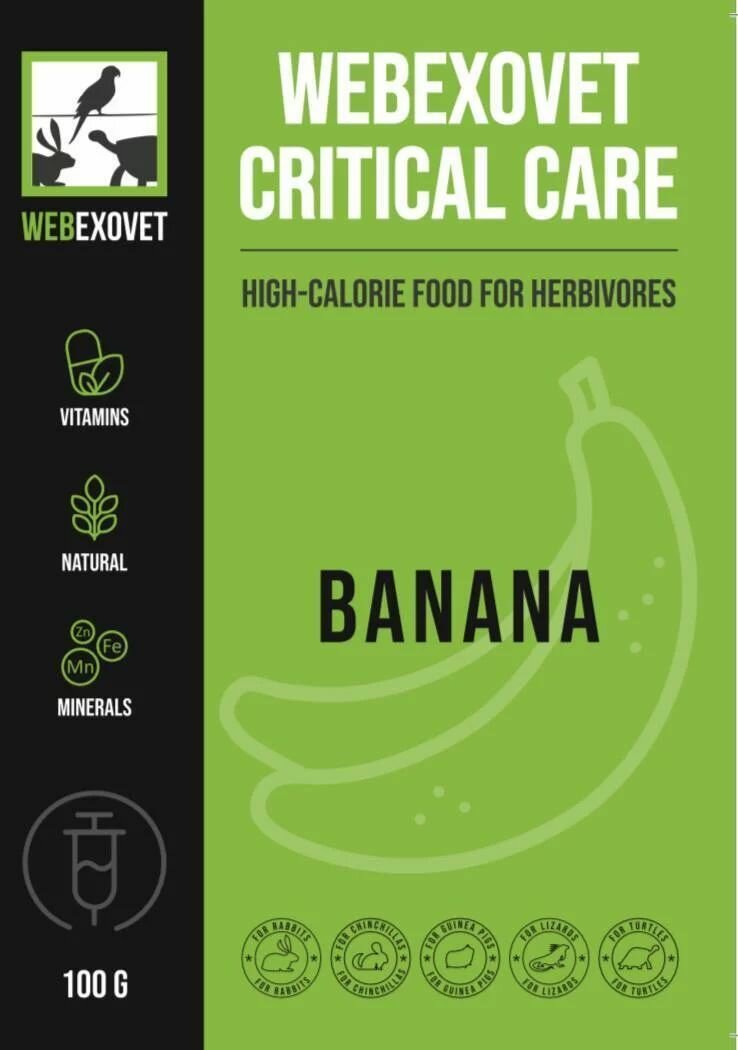 Корм для грызунов с бананом, Webexovet Critical Care Banana, 100 гр.