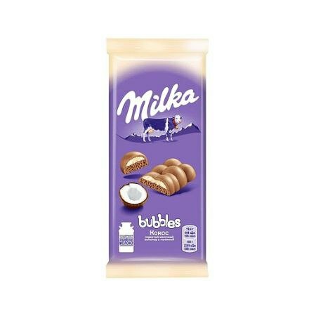 Шоколад Milka Bubbles Молочный пористый c кокосовой начинкой 92г - фото №16