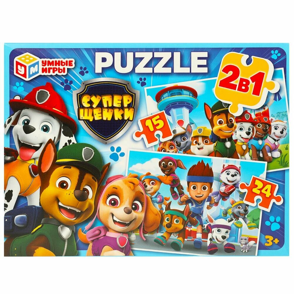 фото Пазлы в коробке, набор 2 в 1: 15 и 24 детали Суперщенки Умные игры 4660254410978