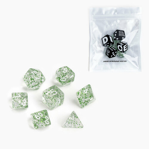 Набор кубиков для D&D (Dungeons and Dragons, ДнД) Время игры, серия: D&D, 7 шт, зеленые