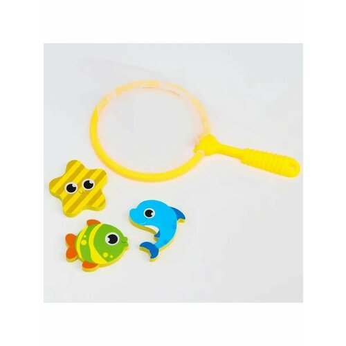Набор для игры в ванне Рыбалка рыбки сачок 3 стикера 254₽
