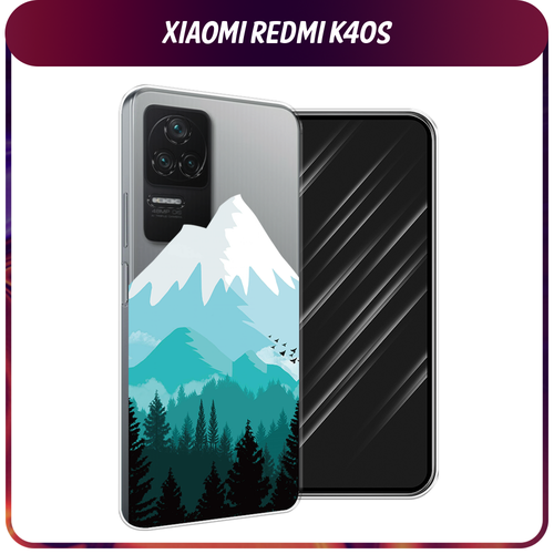 Силиконовый чехол на Xiaomi Poco F4/Redmi K40S / Сяоми Редми K40S Синяя снежная гора, прозрачный силиконовый чехол на xiaomi redmi k40s сяоми редми k40s коты черно белые