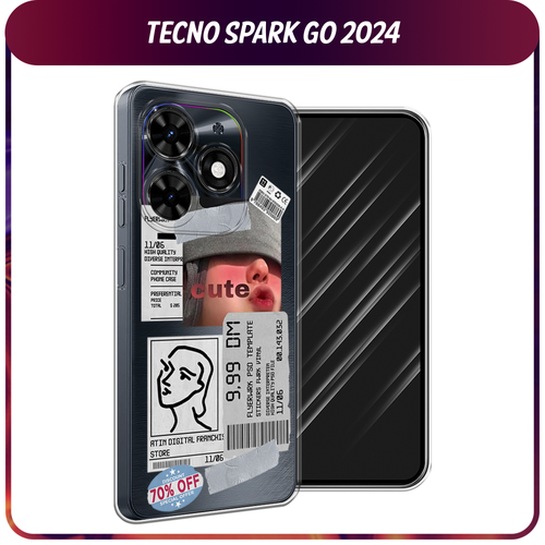 Силиконовый чехол на Tecno Spark Go 2024/Spark 20C / Текно Спарк Го 2024/Спарк 20C Cute girl collage, прозрачный силиконовый чехол на tecno spark go 2024 spark 20c текно спарк го 2024 спарк 20c зеленый карбон