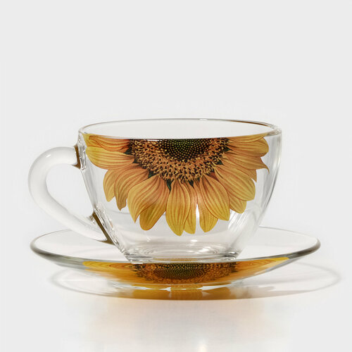 Чайная пара стеклянная Живая природа Подсолнух 250 мл 759₽