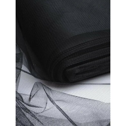 Ткань для шитья Фатин жёсткий, цвет черный , отрез 1м, ширина 180 см