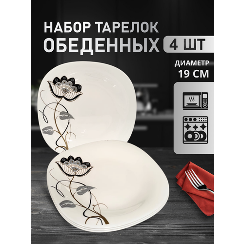 Плоские обеденные тарелки 4 штуки 19 см