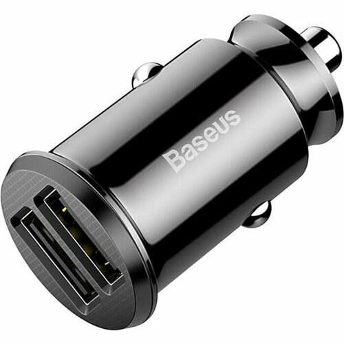 Автомобильное зарядное устройство Baseus, 2USB, 3.1 А, чёрное baseus автомобильное зарядное устройство circular metal type c usb 30w pd3 0 qc3 0 qc4 0 pps circular metal черное