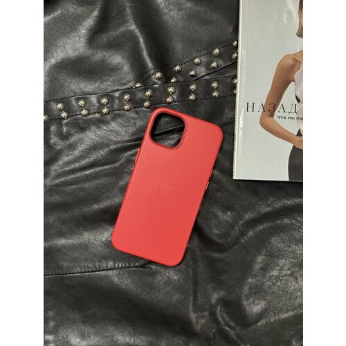 Чехол красный для IPhone 15 Leather Case с анимацией и функцией MagSafe