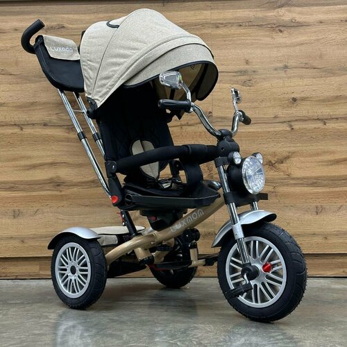 Детский трехколесный велосипед-мотоцикл Chopper LUXMOM ORIGINAL 5199 с поворотным сидением, бежевый