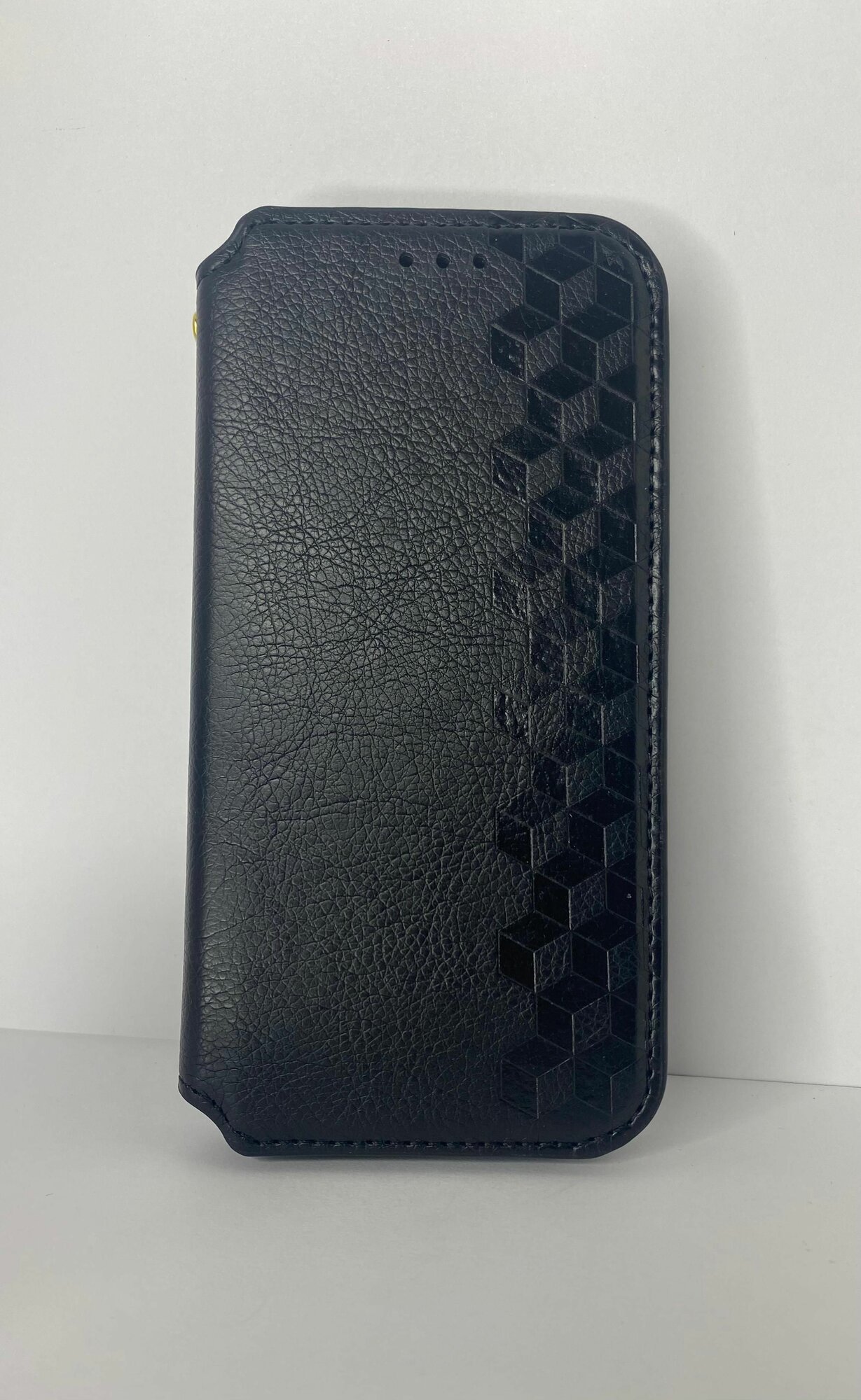 Чехол книжка для Samsung Galaxy J3 2016 Ромбик черная с магнитной застежкой с визитницей