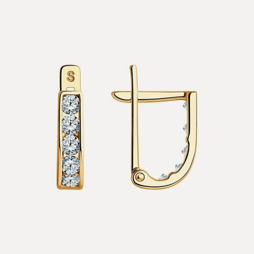 Изображение товара Серьги, красное золото, 585 проба, фианит