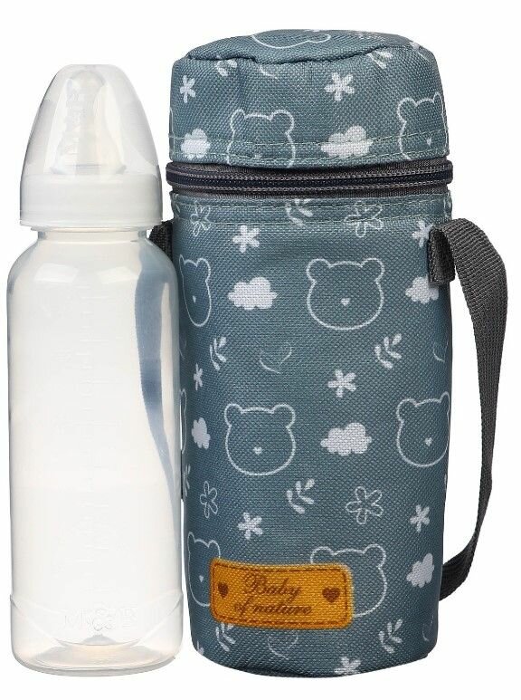 Термосумка для детской бутылочки "Мишка", термос-чехол в форме тубуса, контейнер для сохранения тепла и холода с фольгированным покрытием