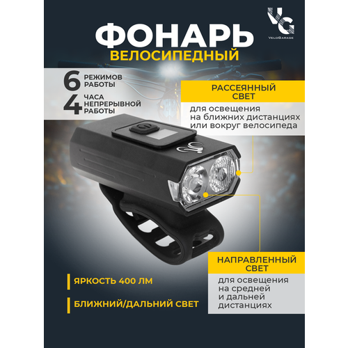 Фара передняя для велосипеда с USB