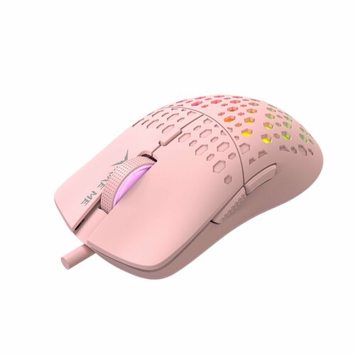 Мышь GM-209P, игровая, проводная, подсветка, 8000 DPI, USB, 1.5 м, розовая