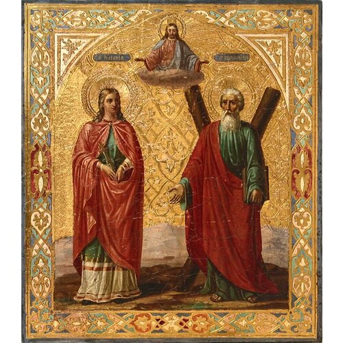 Икона святая Иулиания и Апостол Андрей на дереве на левкасе 26 см икона иулиания мученица