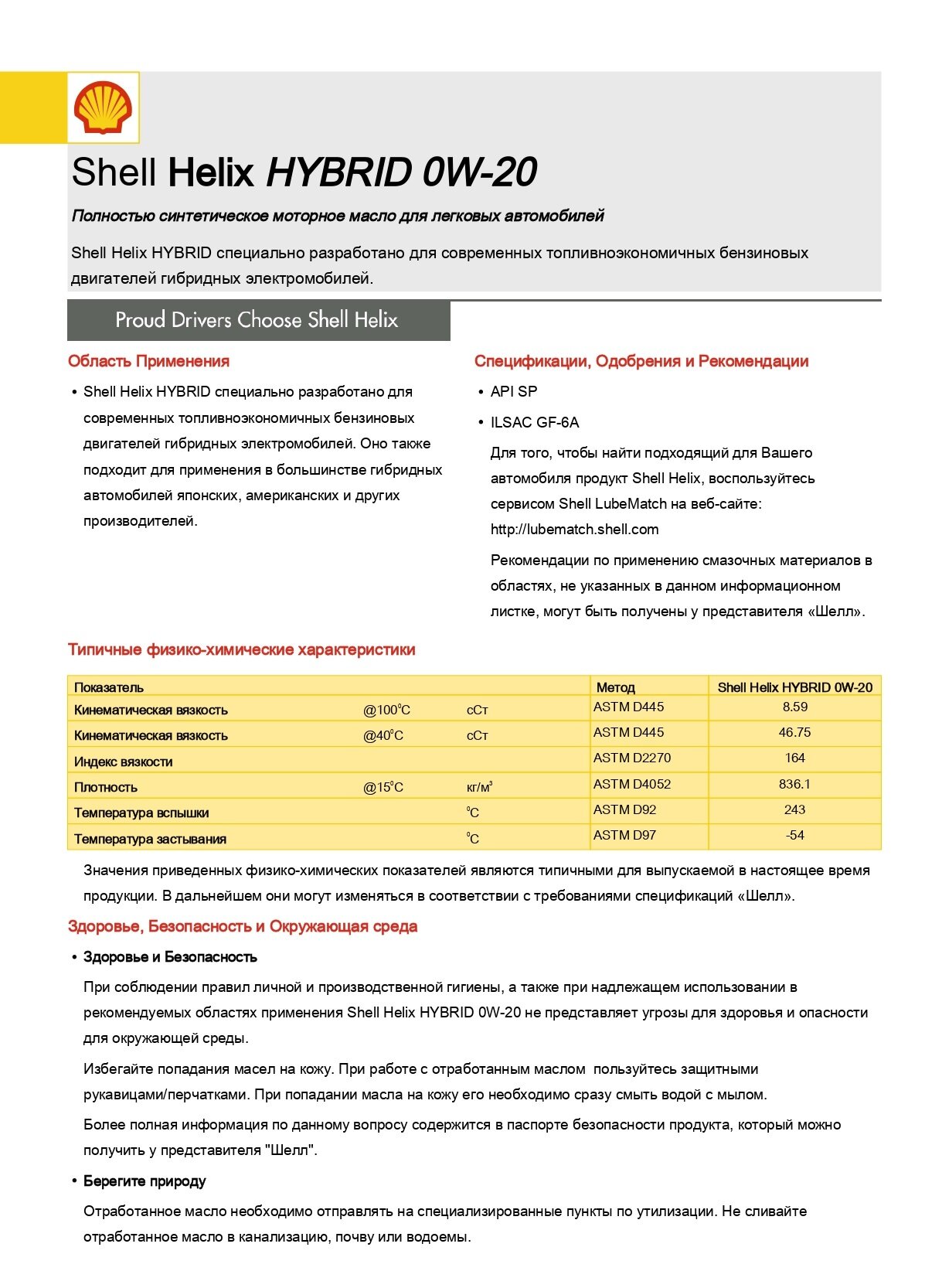 Моторное масло Shell Helix Hybrid 0W-20 Синтетическое 5 литров