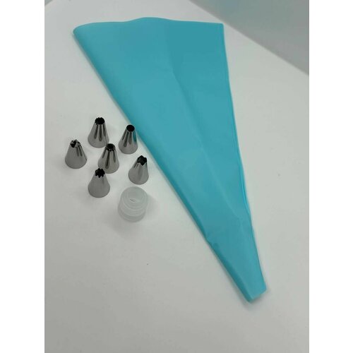 Набор кондитерских насадок с кондитерским мешком 6 шт фиксатор для насадки 1 шт 320₽