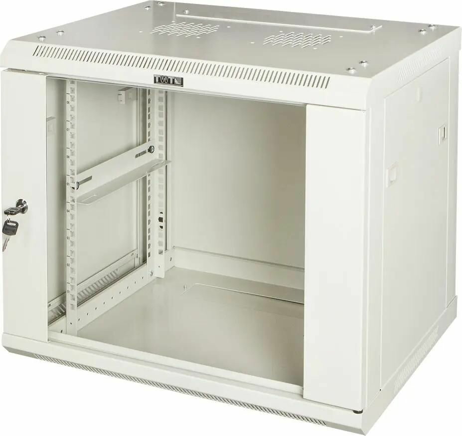 Шкаф коммутационный LanMaster TWT-CBWPG-12U-6X4-GY настенный, стеклянная передняя дверь, 12U, 600x635x450 мм