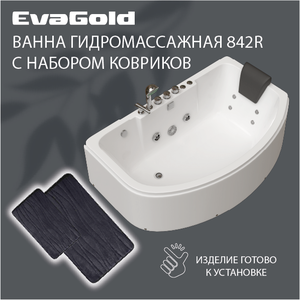 Ванна гидромассажная EvaGold OLB-842R 160*100*57 с двумя ковриками для ванной, черный