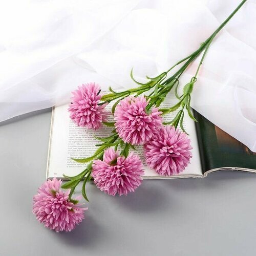 Цветы искусственные Хризантема помпон d6см 80см сиреневый 695₽