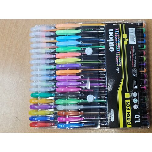 Цветные гелевые ручки 36 штук ZUIXUA Glitter Pastel Neon Gel Pen 1,0 мм, глиттерные с блесткам, пастельные и и неоновые флуоресцентные цвета