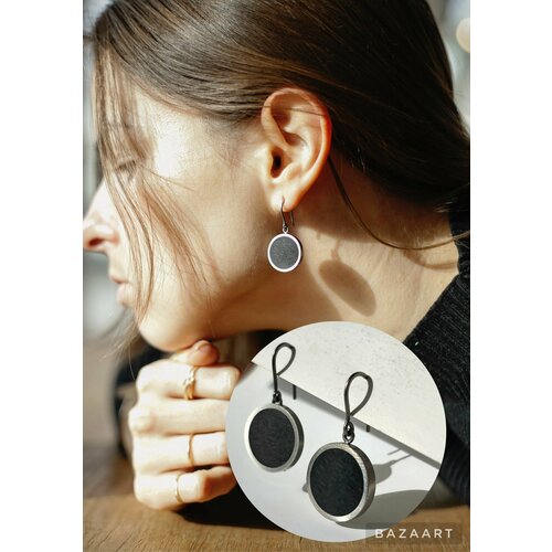 Серьги Медведик Арт, дерево, черный