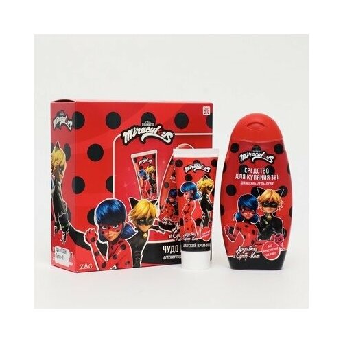 Детский набор для купания Miraculous Леди Баг и Супер кот Чудо вокруг средствово для купания 3 в 1 300 мл крем-уход 75 мл 649₽