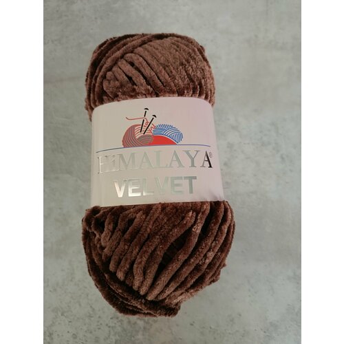 Плюшевая пряжа Himalaya Velvet коричневый 90066, 1 шт