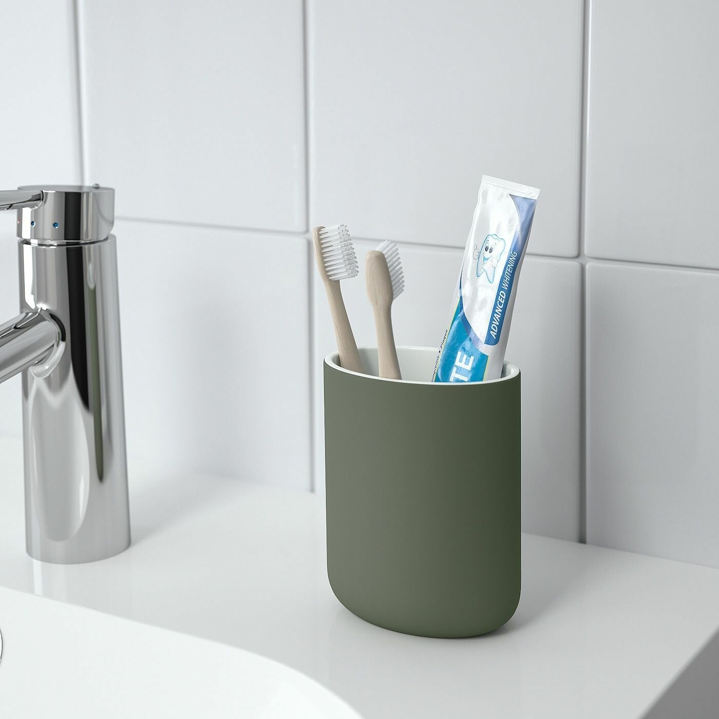 Подставка для зубных щеток IKEA EKOLN экольн, серо-зеленый