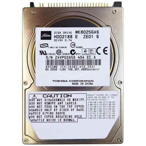 Жесткий диск Toshiba MK8025GAS 80Gb 4200 IDE 2,5