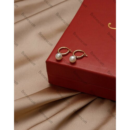 Серьги , жемчуг пресноводный культивированный, золотой, белый