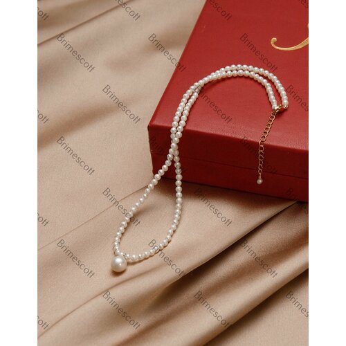 Колье, жемчуг пресноводный культивированный, золотой, белый