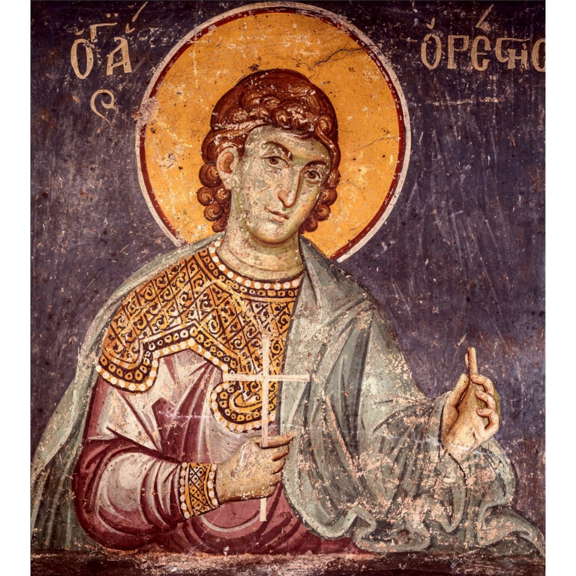 Святой Орест Тианский врач деревянная икона на левкасе 13 см