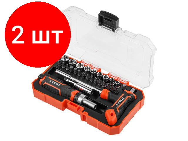 фото Комплект 3 штук, Отвертка реверс. с набором головок и бит 28пр. STARTUL PROFI (ST3095-28)