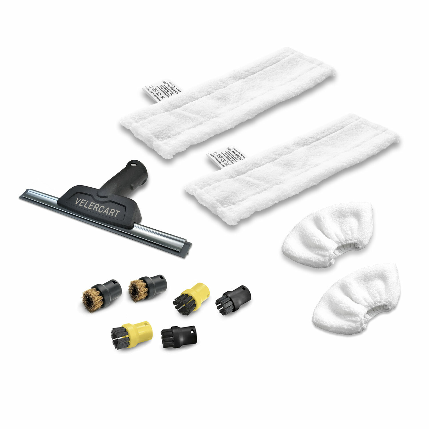 Комплект аксессуаров VELERCART для пароочистителей Karcher EasyFix: салфетки для пола и для ручной насадки, щётки, насадка для окон